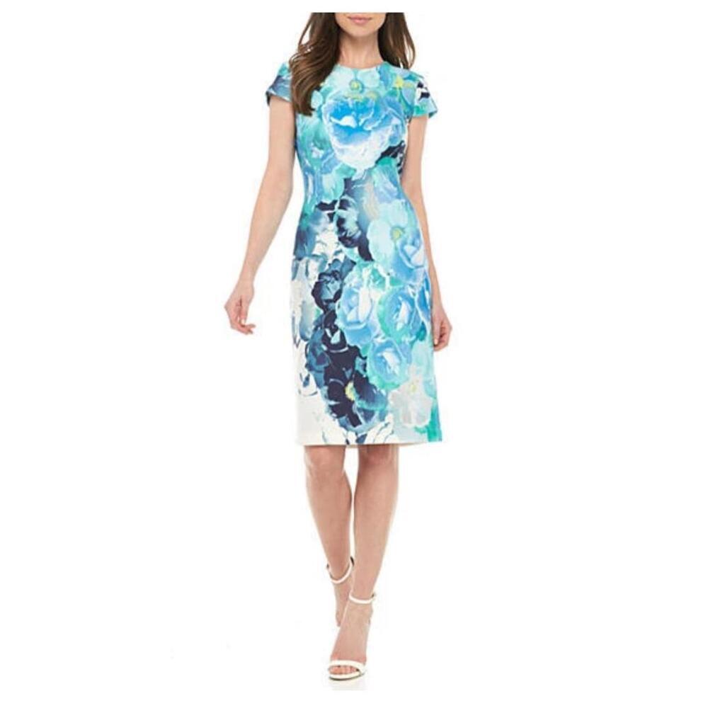 Vince camuto sz 6 Floral Print Cap Sleeve Midi Dress - Picture 11 of 11